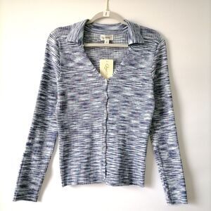 NWT Questions Women's Purple, Blue Long Sleeve V-Neck Cardigan Sweater Size XL